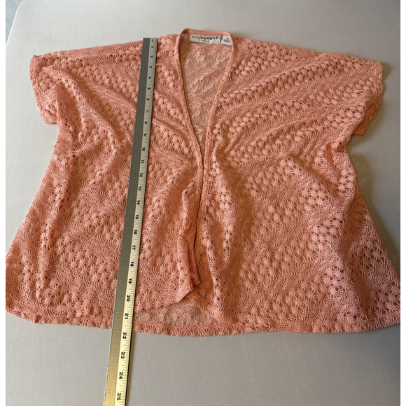 Sag Harbor Women’s Petite S Boho Sheer Delicate Knit Open Cardigan Apricot Fairy - Picture 7 of 8
